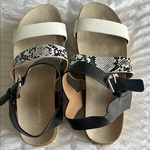 Report Black and White Sandals with Metallic Accents